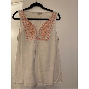 White tank with pink stitching